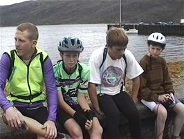 Grateful that the overnight rain has stopped, on the wall opposite Ullapool Youth Hostel